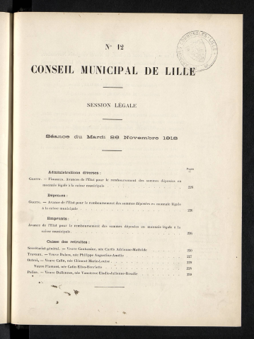 séance du 26 novembre 1918