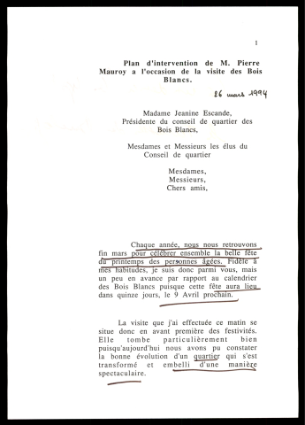 Visite du quartier Bois Blancs et Remise de la médaille d'or de la ville de Lille à M. Cheymol. (Lille)