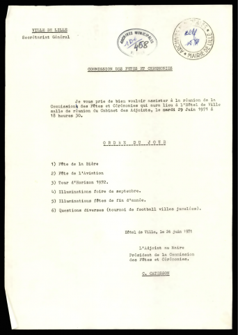 Commission des fêtes et cérémonies.