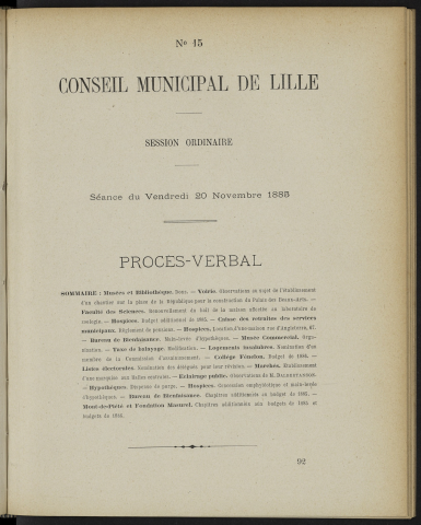 séance du 20 novembre 1885