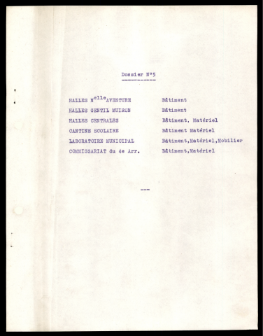 Halles (Place de la Nouvelle Aventure) ; Halles (Place Gentil Muiron) ; Halles centrales ; Cantine scolaire (Rue Baptiste Monnoyer) ; Laboratoire municipal (10, Rue Ovigneur) ; Commissariat de police du 4e arrondissement (Rue Ovigneur).