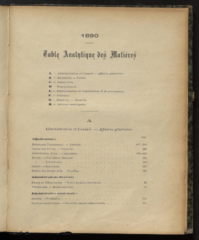Table analytique 1890