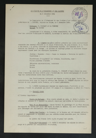 Commission de l'urbanisme et des jardins.