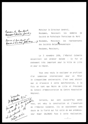 Cinquantenaire de l'hôpital Calmette. (Lille)