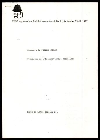 Voyage à Berlin pour la présidence de l'Internationale Socialiste. (Lille)