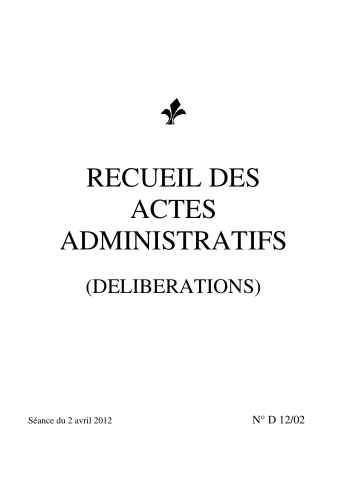 Délibérations, séance du 02 avril 2012.