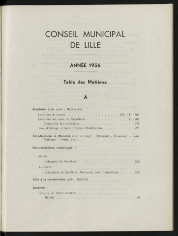 Table analytique 1956