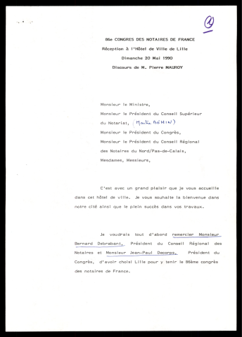 Congrès des notaires. (Lille)