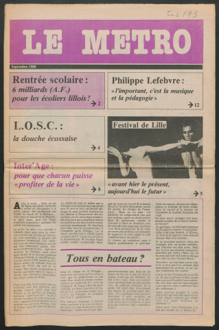 Le Métro .- Rentrée scolaire : 6 milliards pour les écoliers lillois !