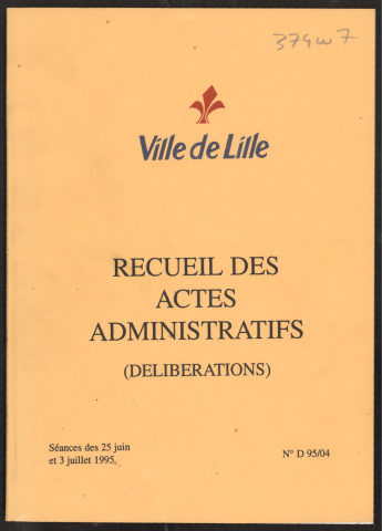Délibérations, séance du 10 avril 1995.