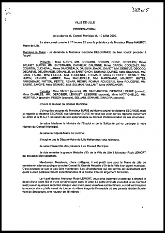 Conseil municipal du 10 juillet 2000.
