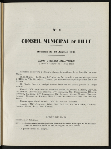 séance du 29 janvier 1961