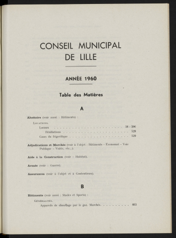 Table analytique 1960