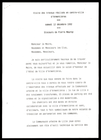 Inauguration de la rue de Lille. (Armentières)