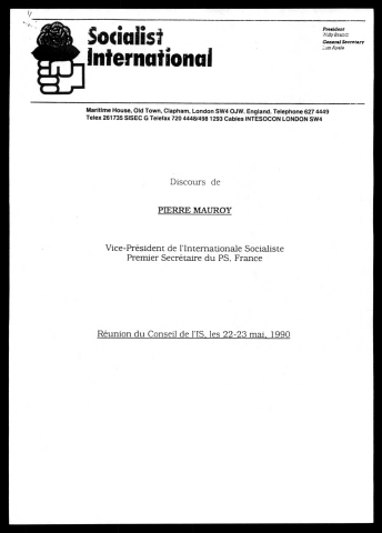 Réunion du Conseil de l'Internationale Socialiste. (Le Caire - Egypte)