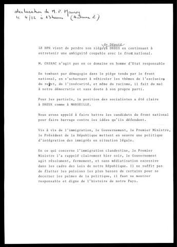 Interview sur RMC suite aux élections à Dreux. (Lille)