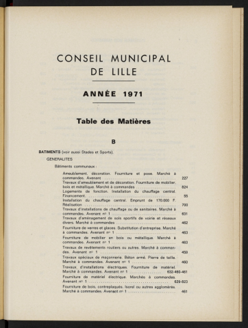Table analytique 1971