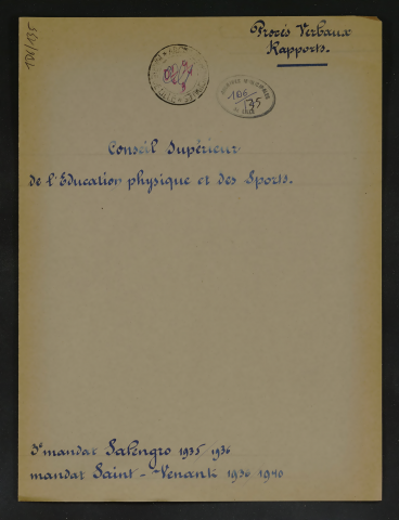 Conseil supérieur de l'éducation physique et des sports.