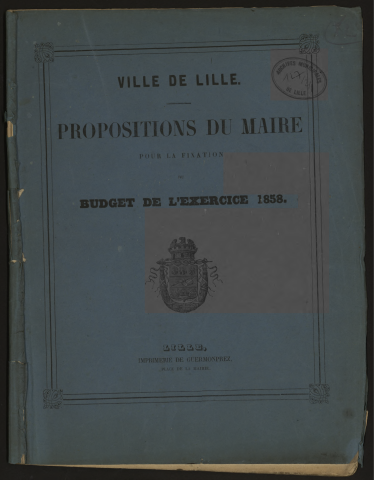 Compte d'administration, proposition du maire pour le budget et budget 1858.