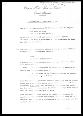 Inauguration de l'exposition Artisanat 80.