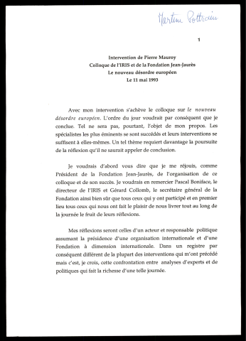 Colloque de l'IRIS et de la fondation Jean Jaurès. (Lille)