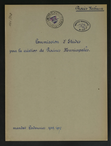 Commission d'études pour la création de piscines municipales.