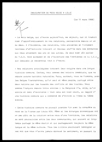 Inauguration du mois Belge. (Lille)