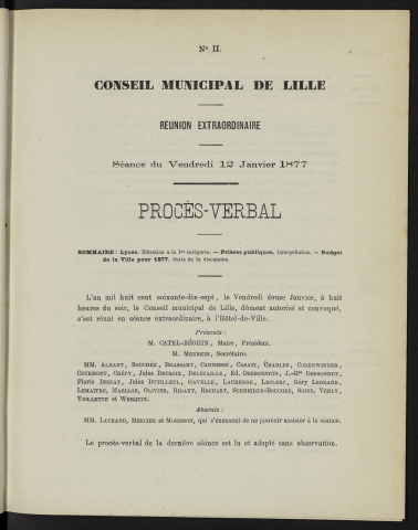 séance du 12 janvier 1877