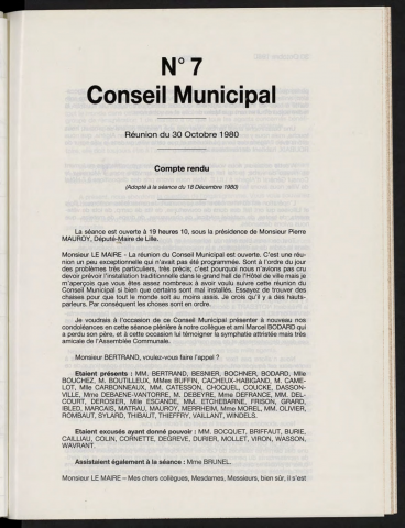 séance du 30 octobre 1980