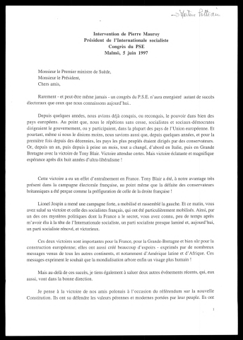 Congrès de l'International Socialiste. (Malmö - Suède)