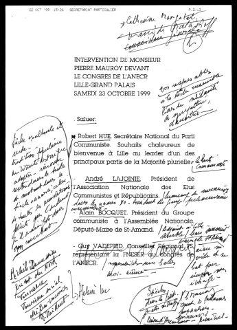 Intervention devant le congrès de l'ANECR. (Lille)