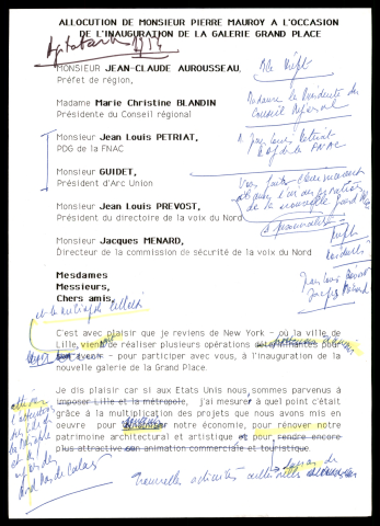 Inauguration de la Galère Grand Place et de la FNAC. (Lille)