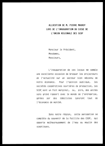 Inauguration de la maison de l'union régionale des SCOP au 3 et 5 rue Camille Guérin. (Lille)