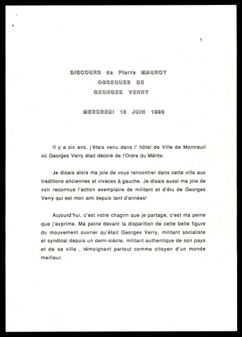 Obsèques de Georges Ferry. (Montreuil)