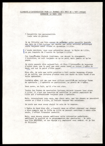 Journée des amis de l'art lyrique.