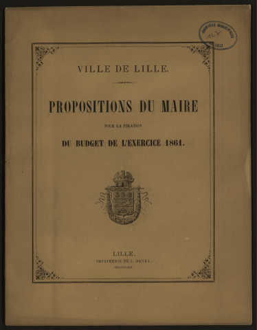 Compte d'administration, proposition du maire pour le budget et budget 1861.