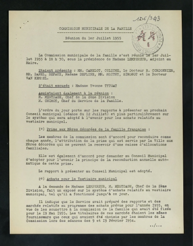 Commission municipale de la famille.