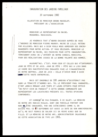 Inauguration des jardins familiaux.