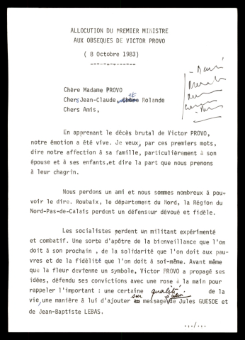 Obsèques de Victor Provo.