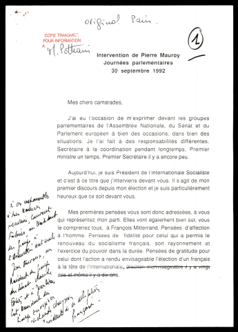 Journées parlementaires du Parti Socialiste. (Paris)